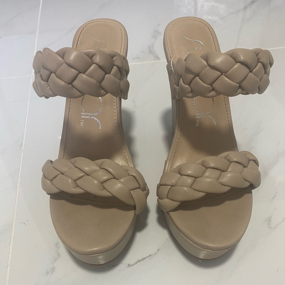 Braided Tan Women's Wedges